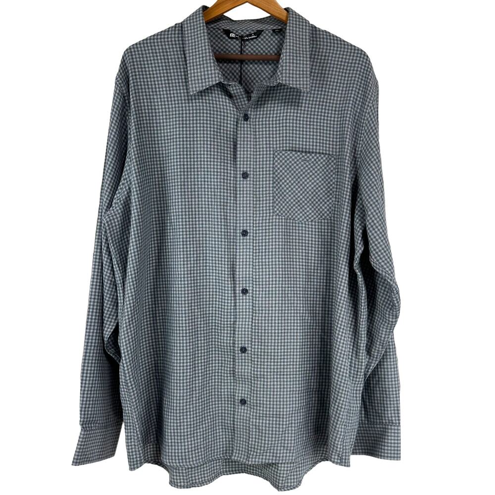 Travis Mathew NWT Long Sleeve Classic Gingham Button Up Dress Shirt Size XXL